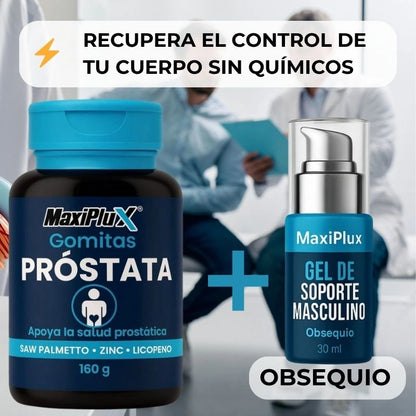 MaxiPlux® Combo – Gomitas Próstata + Gel de Soporte Masculino