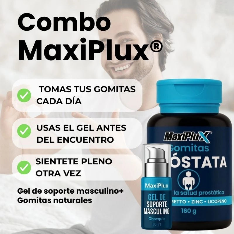 MaxiPlux® Combo – Gomitas Próstata + Gel de Soporte Masculino